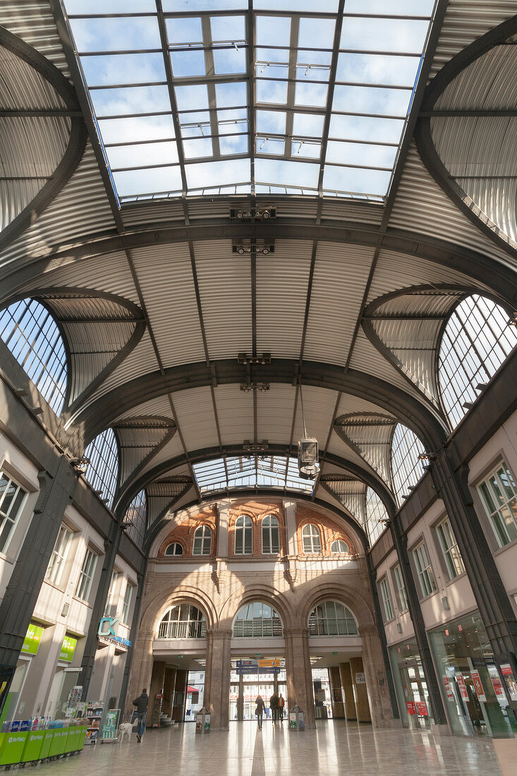 View of old central station's main hall, Kassel, Hessen, Germany