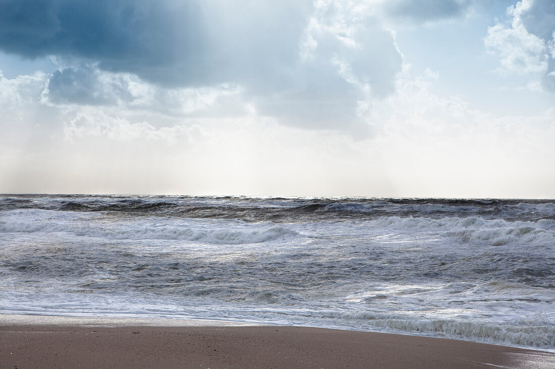 View of stormy north sea, Sylt, Germany