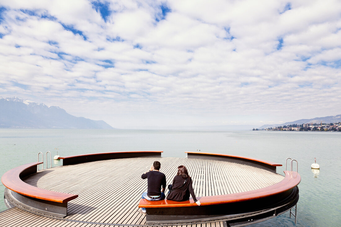 Genfer See, Montreux, Alpen, Bezirk Riviera-Pays-d¿Enhaut, Kanton Waadt