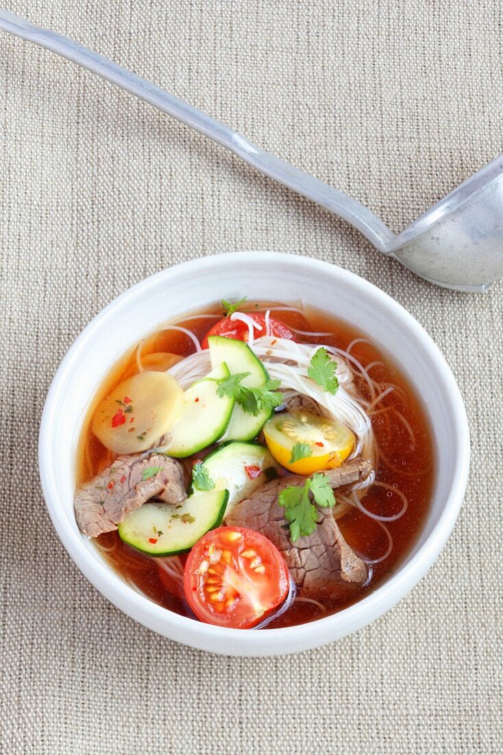 Spicy noodle soup with beef