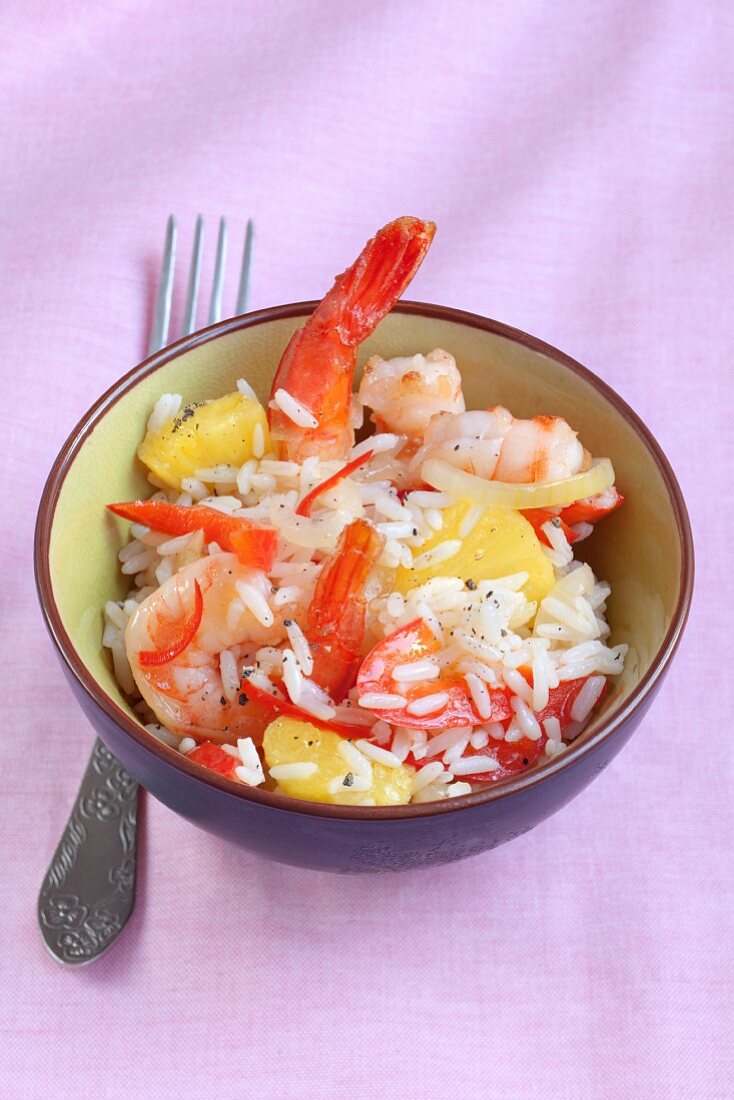 Chili and pineapple rice with prawns