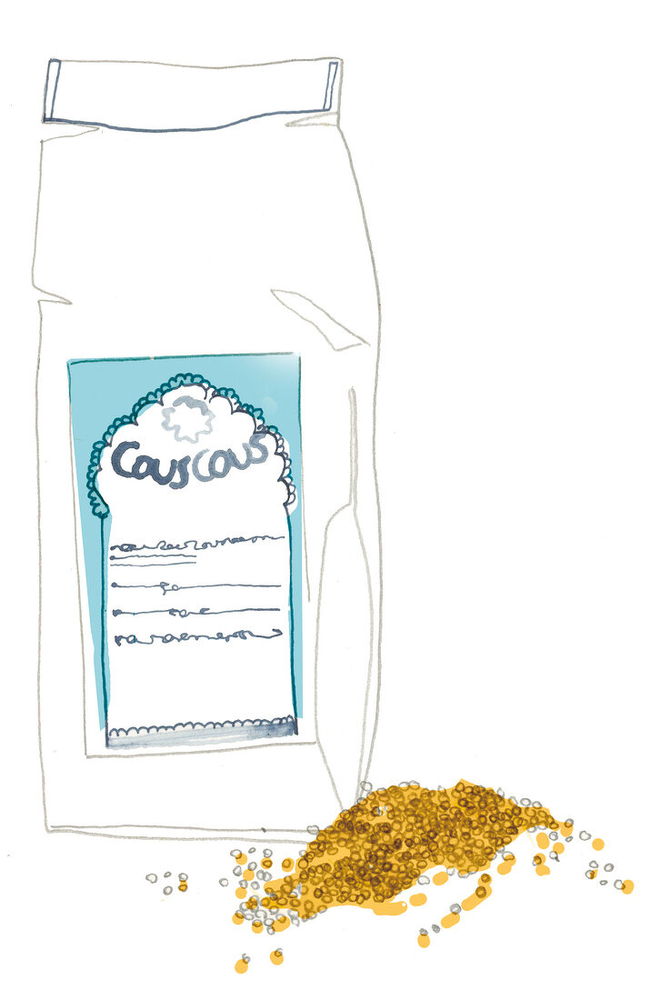 Illustration, Couscous, Packung, Kuskus, Cous Cous, Tüte