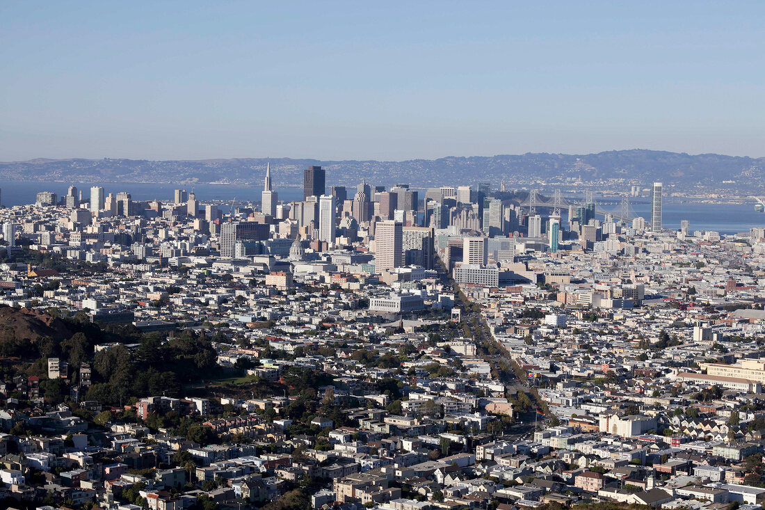 View of skyline and cityscape in San Francisco, California, USA
