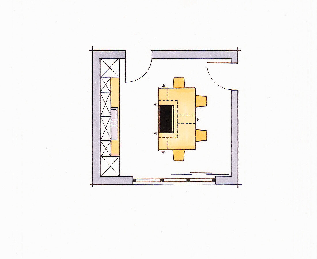 Illustration, Zeichnung, Grundriss, Kochinsel