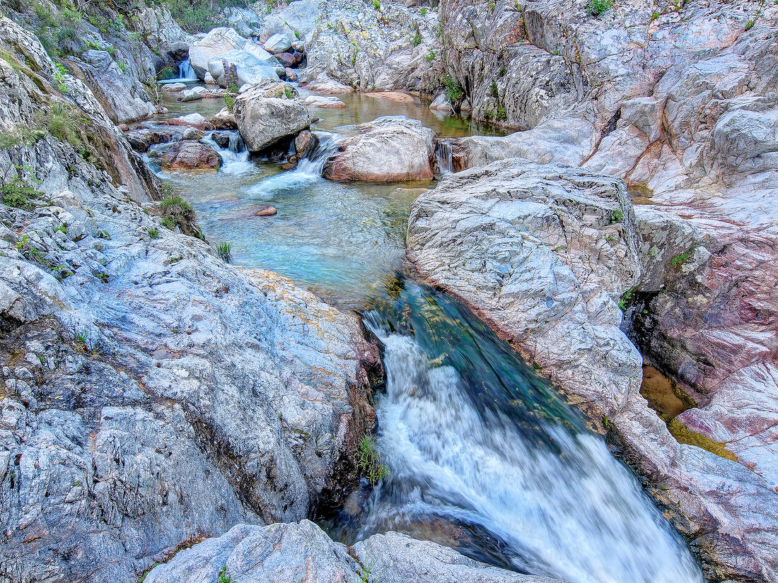 Sardinien, Barbagia, Supramonte, Wasserquelle, Wasserfall, Detail