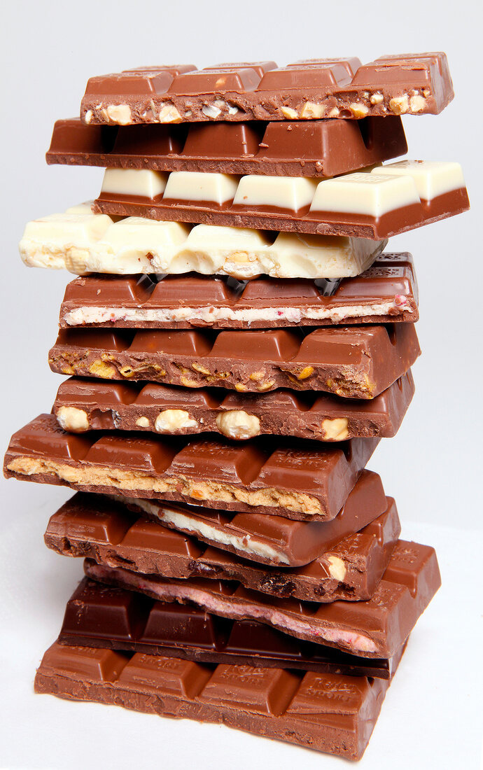 Slabs of chocolates in stack