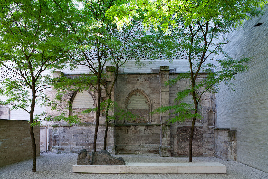 View of patio in St. Columba, Altstadt-Nord, Cologne, Germany