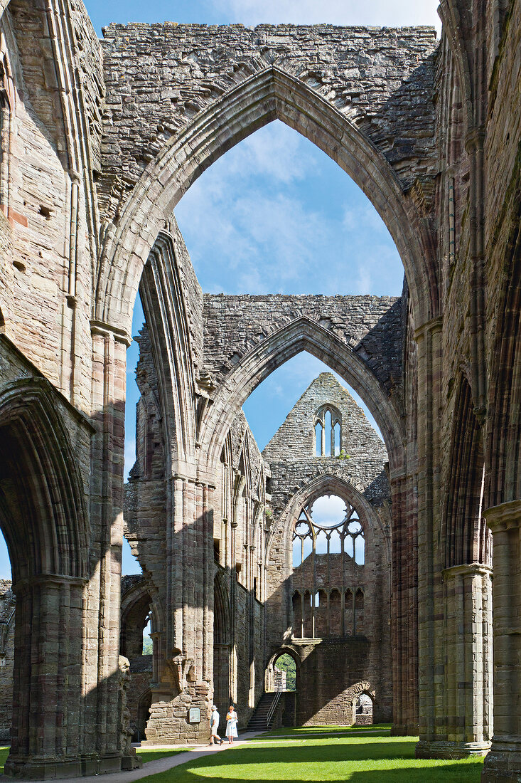 Arches of Tintern abbey at Wye Valley, Wales, UK