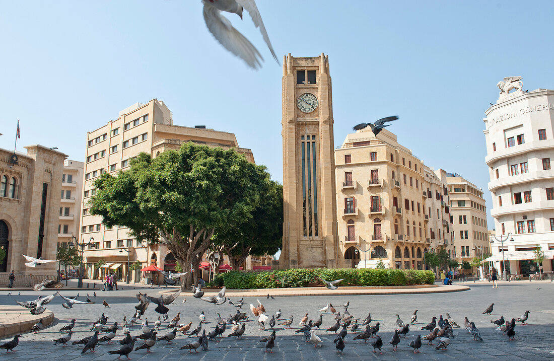 View of Hamidiya Clock Tower in Najmah Square at Place De L'Etoile, Beirut, Lebanon