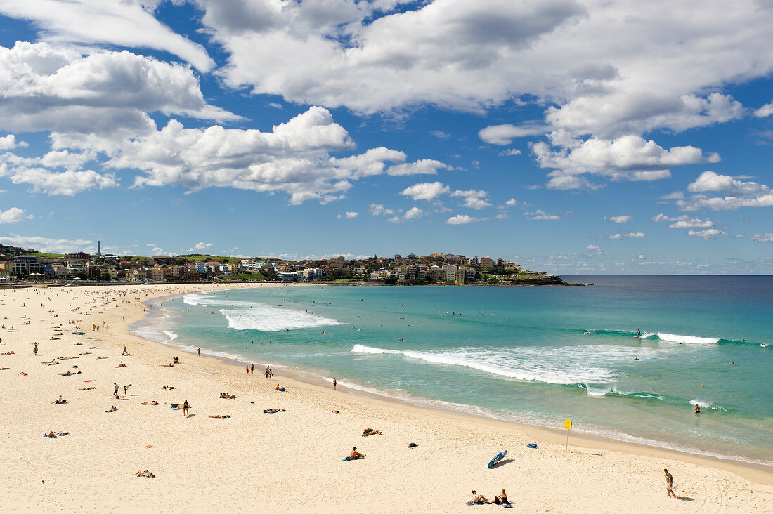 People enjoying at Bondi beach in Sydney, New South Wales, Australia