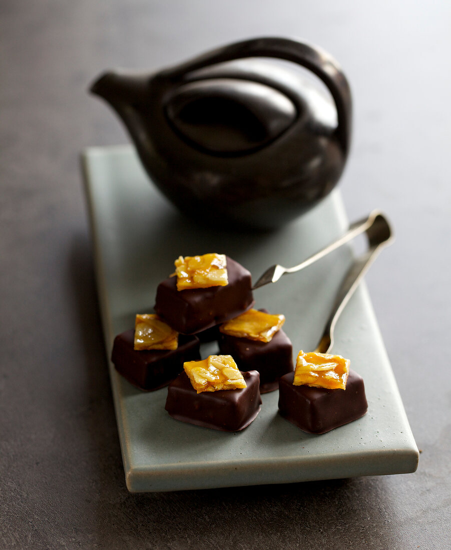 Honey and almond praline chocolates