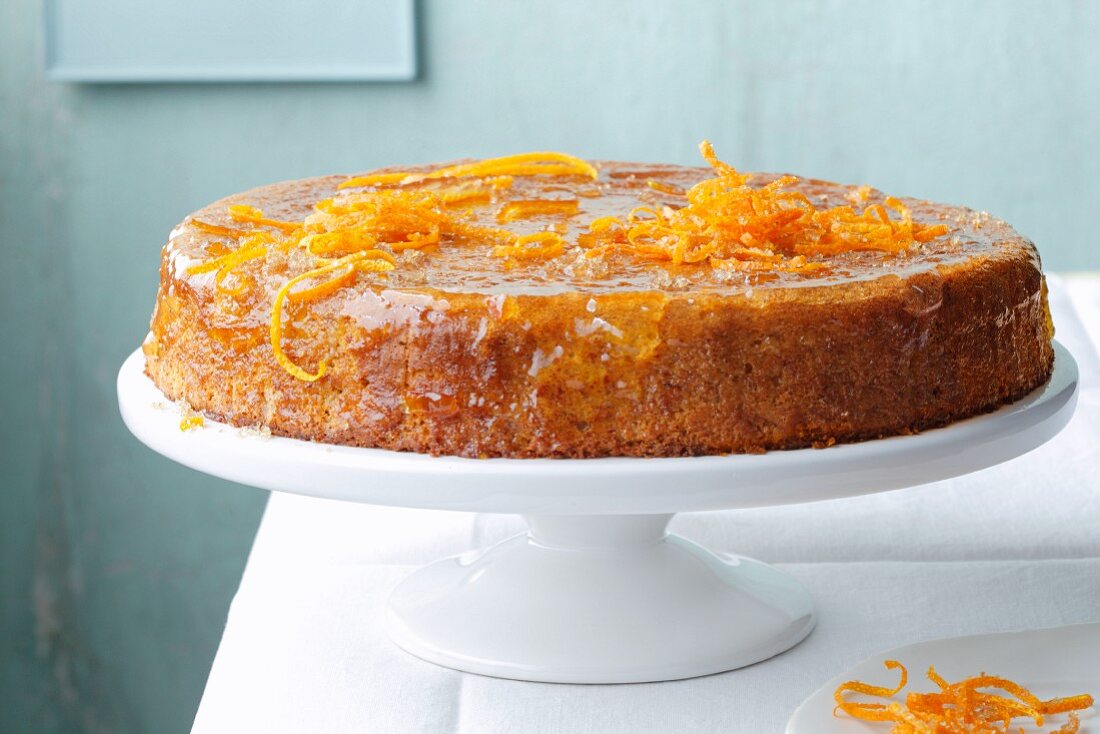 Almond cake with sea buckthorn and orange zest