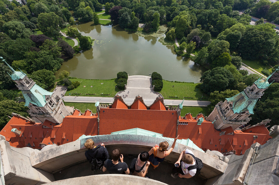 View of New Town Hall in Hanover, Maschpark, Germany