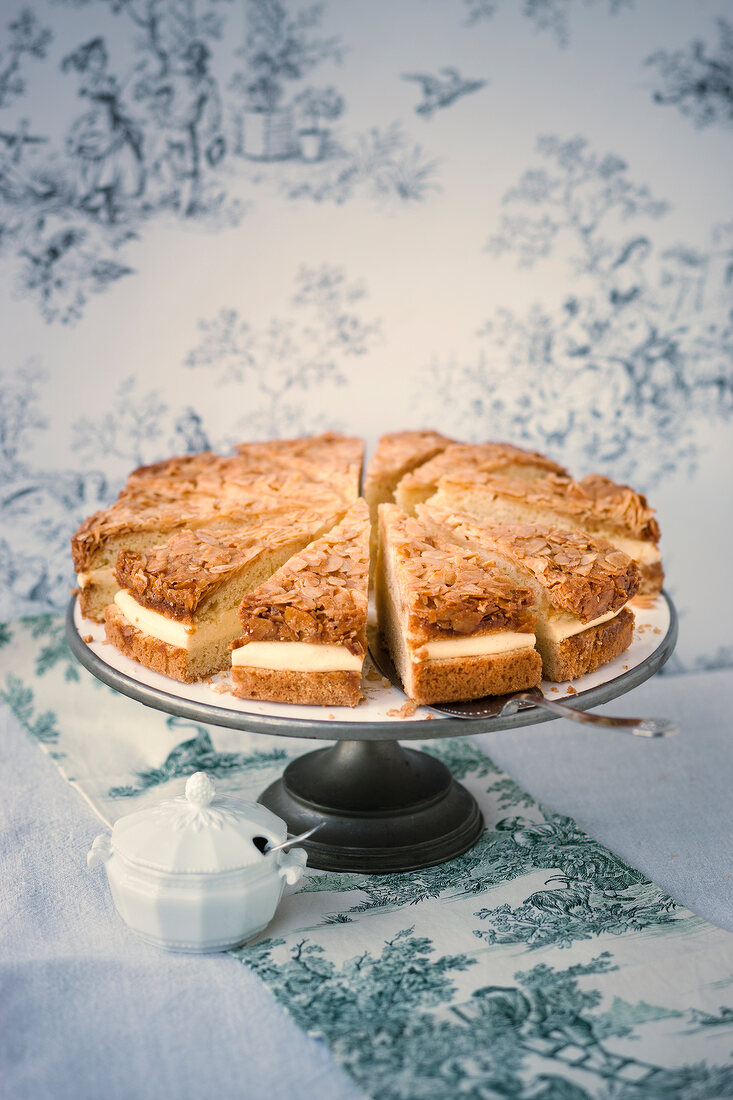 Bee sting cake on serving plate