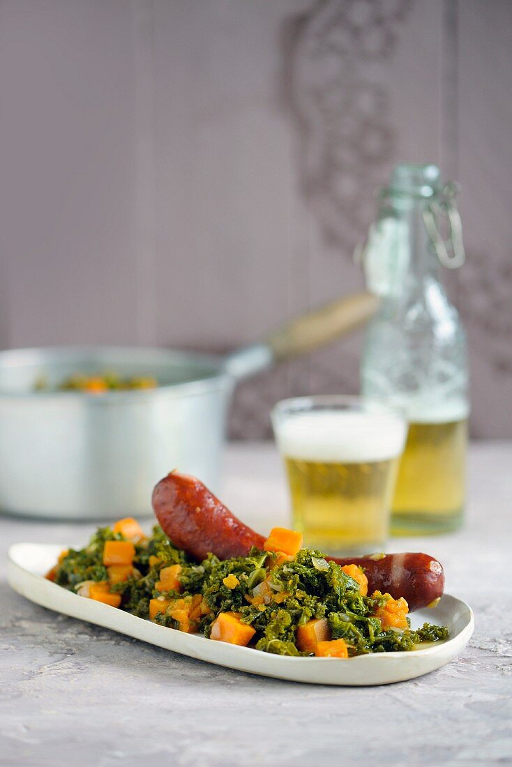 Green kale with sausage (Northern Germany)