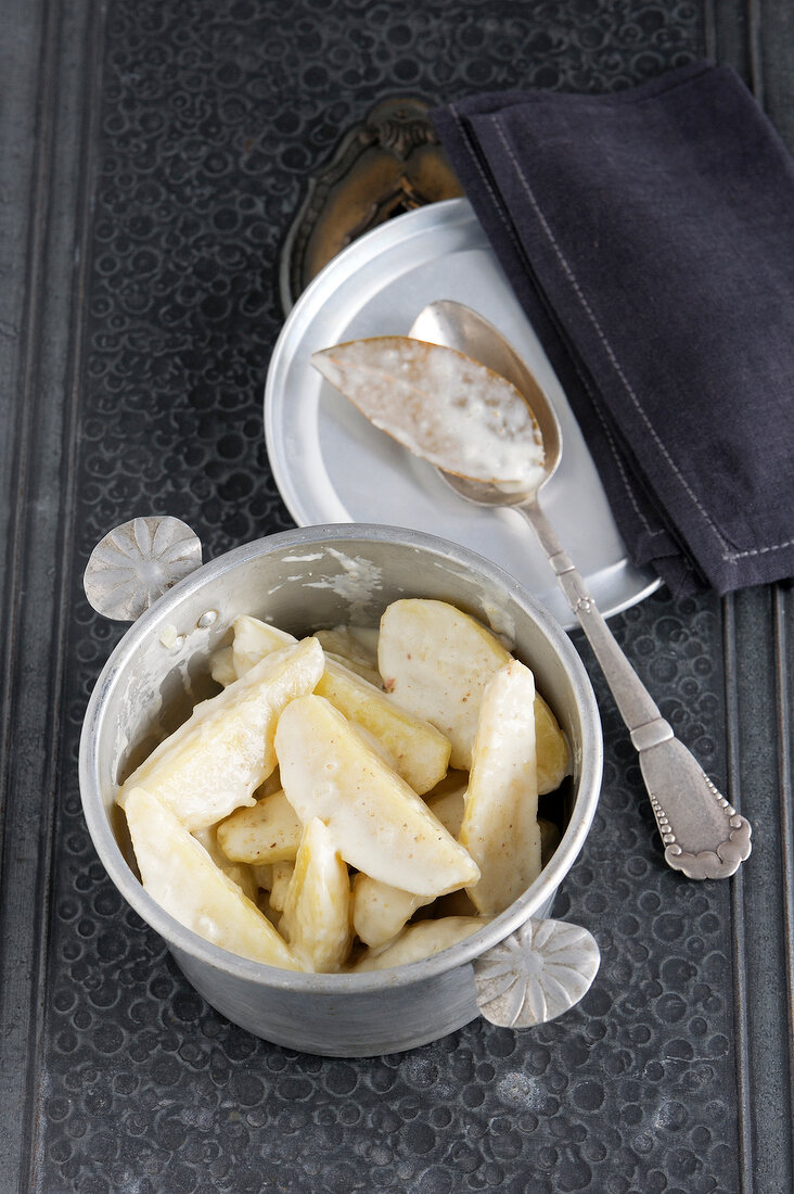 Creamy potatoes in pot