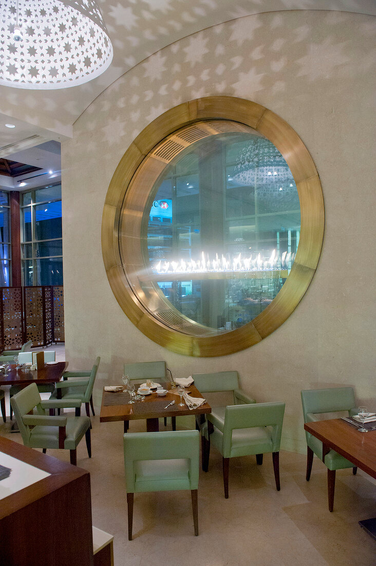 Tables laid at Mosaic Restaurant, InterContinental Phoenicia Beirut Hotel, Beirut, Lebanon