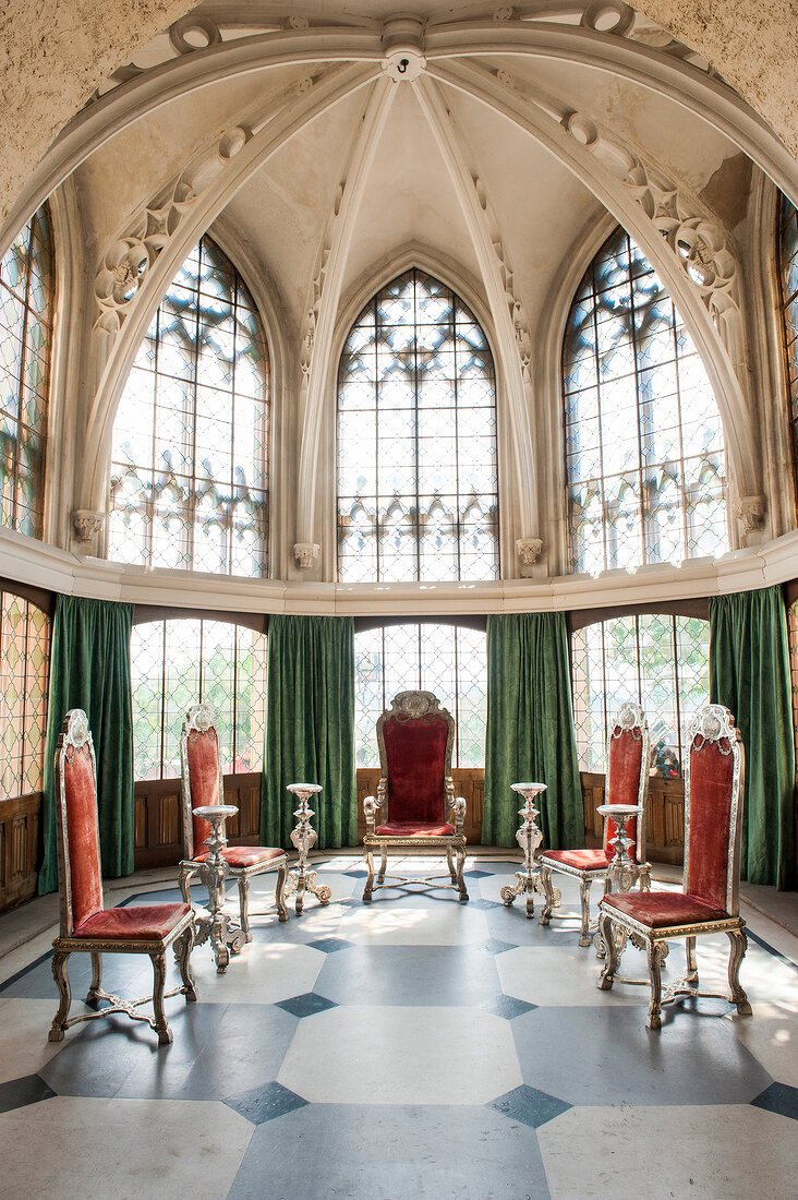 View of silver furniture of King George II at Marienburg Castle, Hannover, Germany