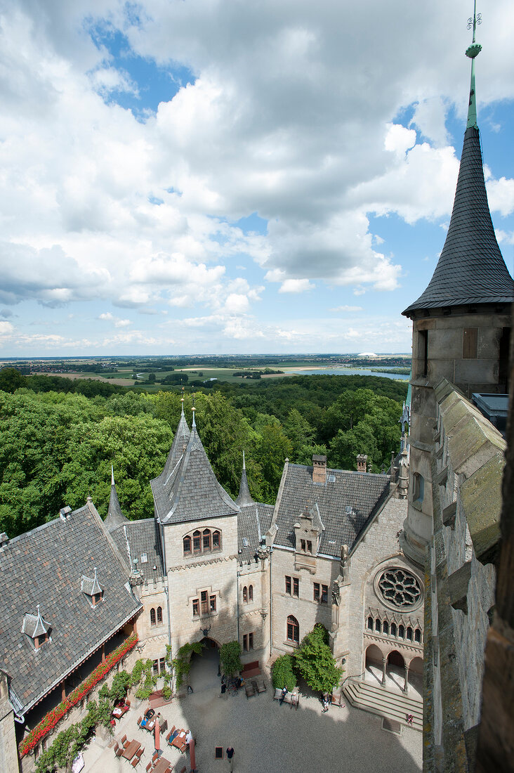 Elevated view of courtyard in Marienburg Castle, Lower Saxony, Germany