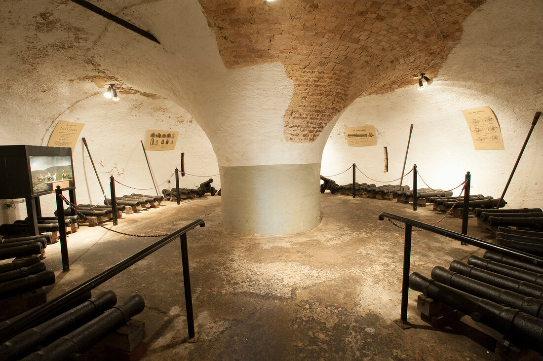 Several guns in fort at Steinhude, Lower Saxony, Germany