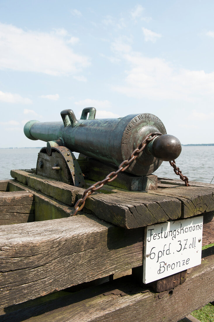 Close-up of cannon in fort at Steinhude, Lower Saxony, Germany