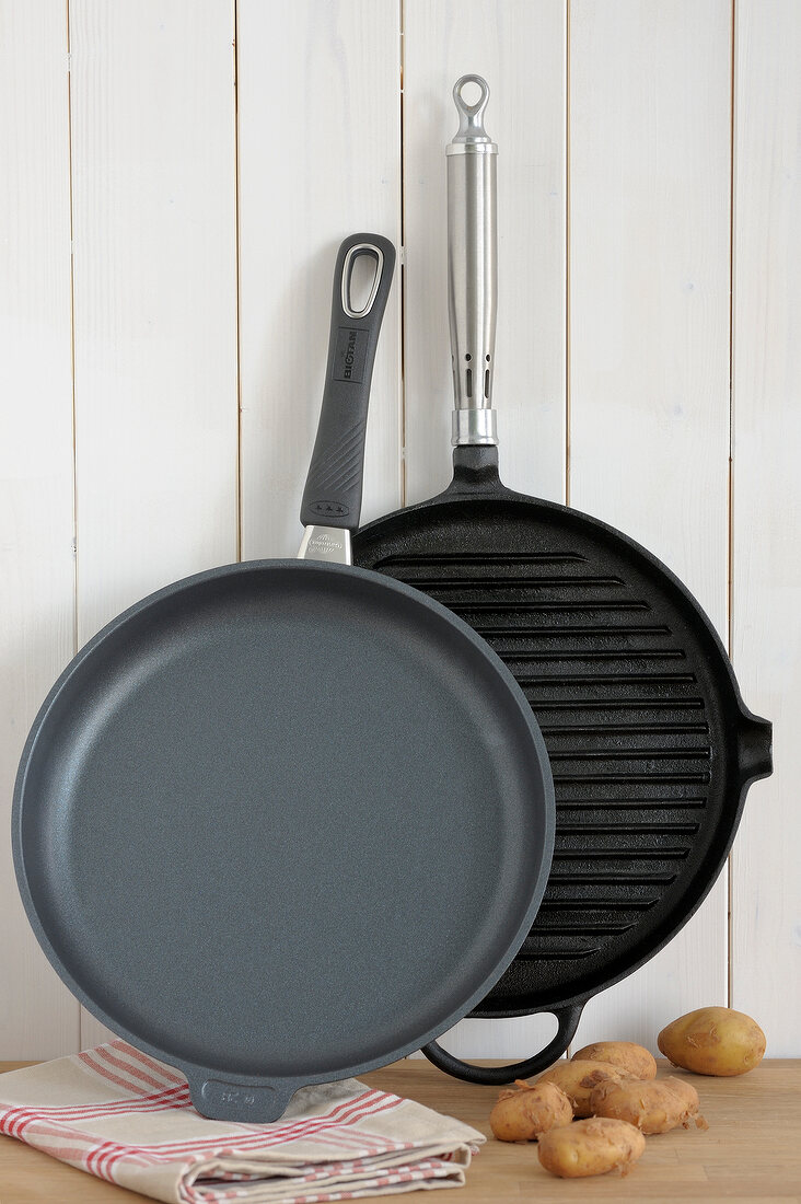 Two cast iron pans