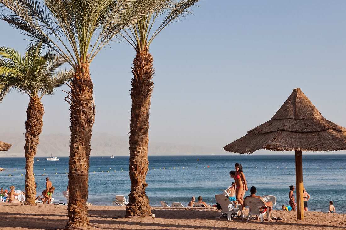 Israel, Eilat, Rotes Meer, Badeort, Strand, Urlauber