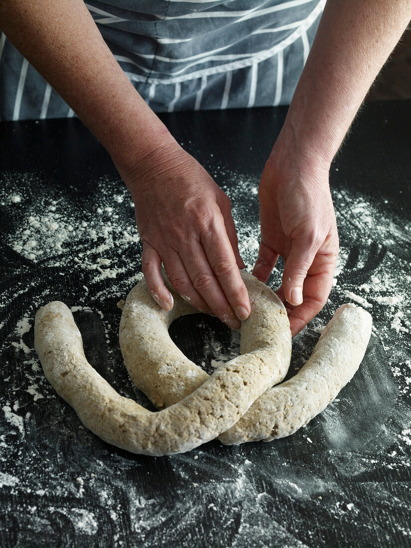 Close-up of preparing dough, step 1