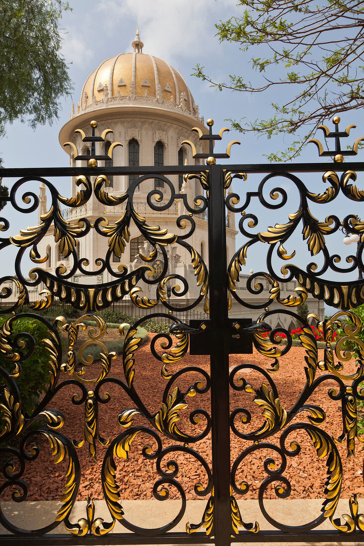 Gate of Shrine dome in Bahai Garden, Haifa, Israel