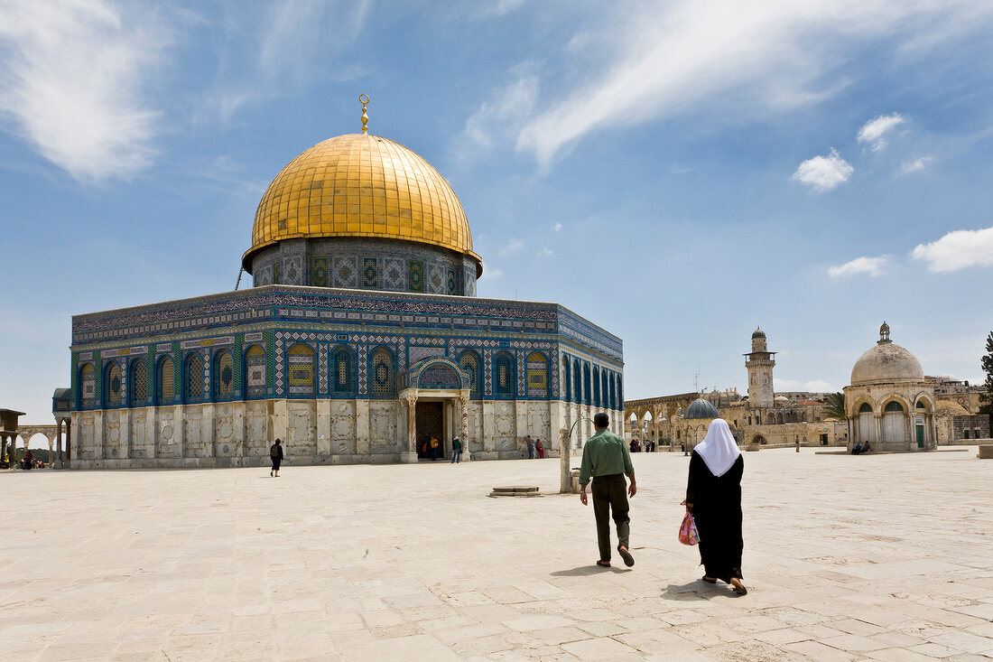 People at Dome of the Rock in Temple Mount, Jerusalem, Israel