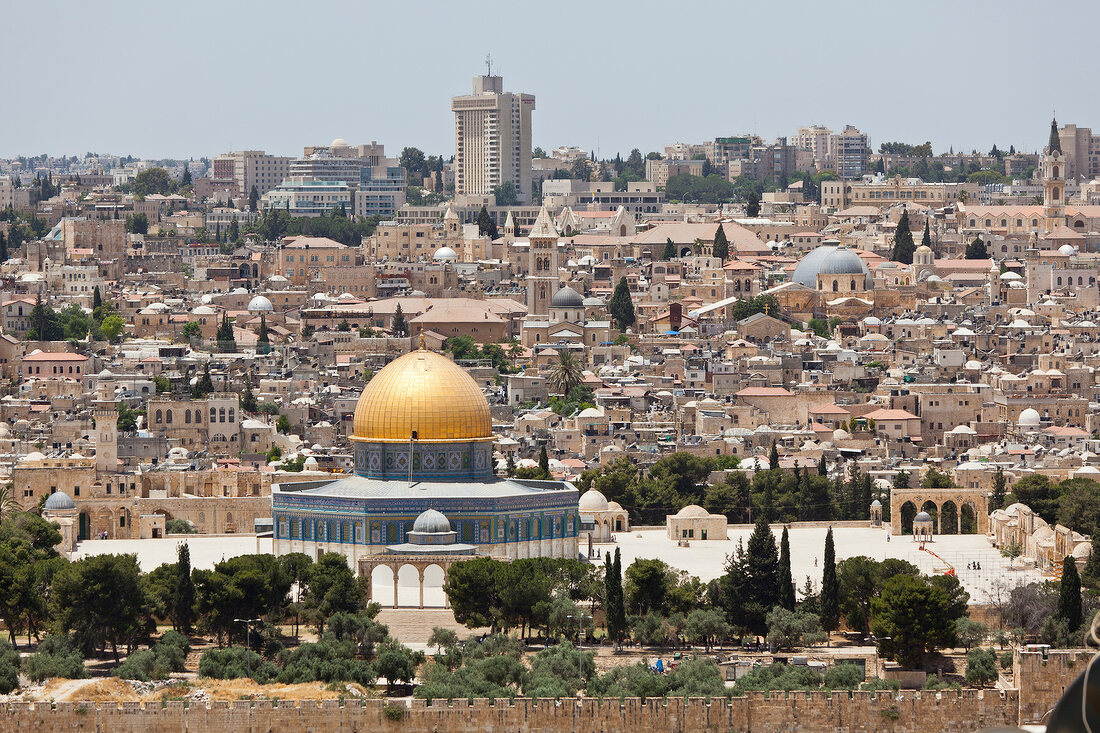 Israel, Jerusalem, Tempelberg, Felsendom, Altstadt, vom Ölberg