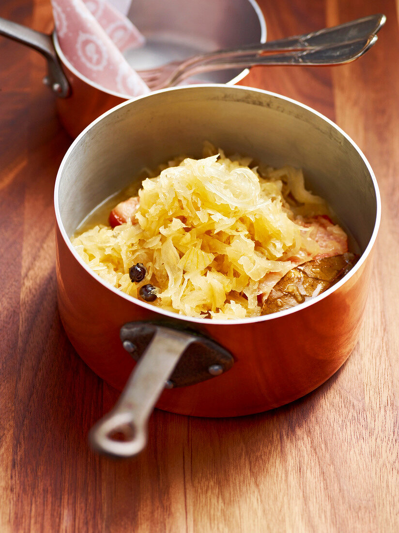 Sauerkraut in sauce pan, Bavaria, Germany