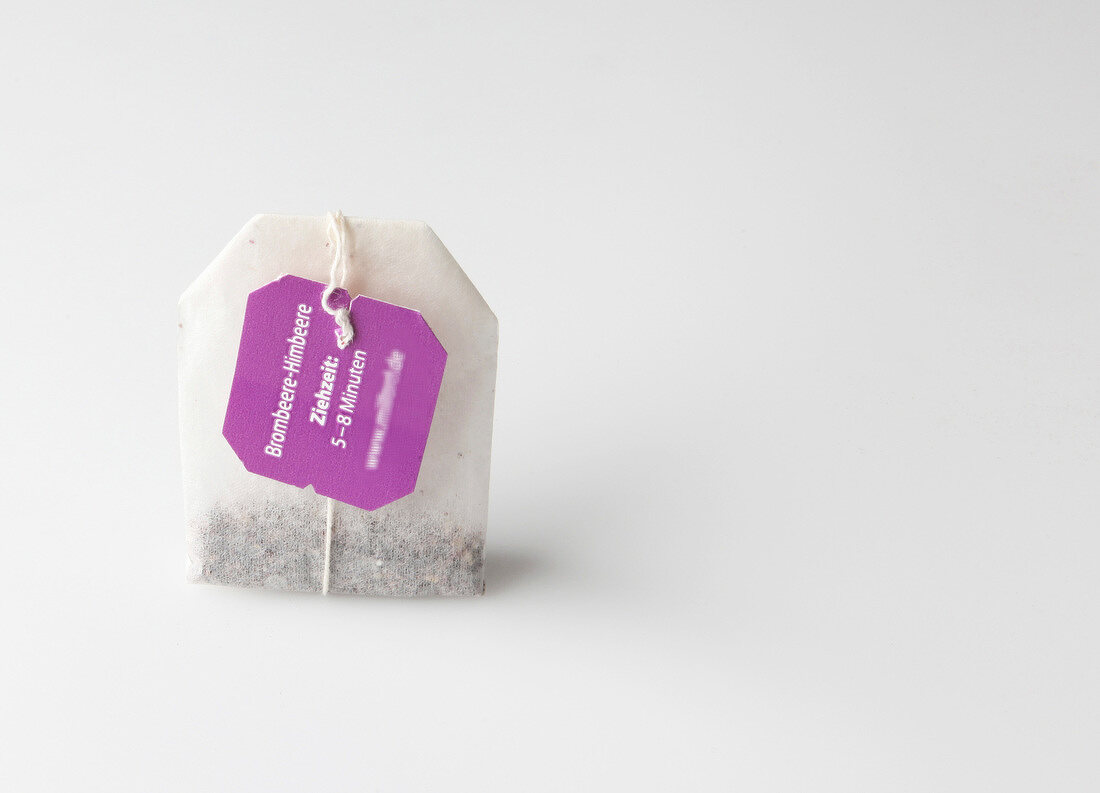 Tea bag on white background