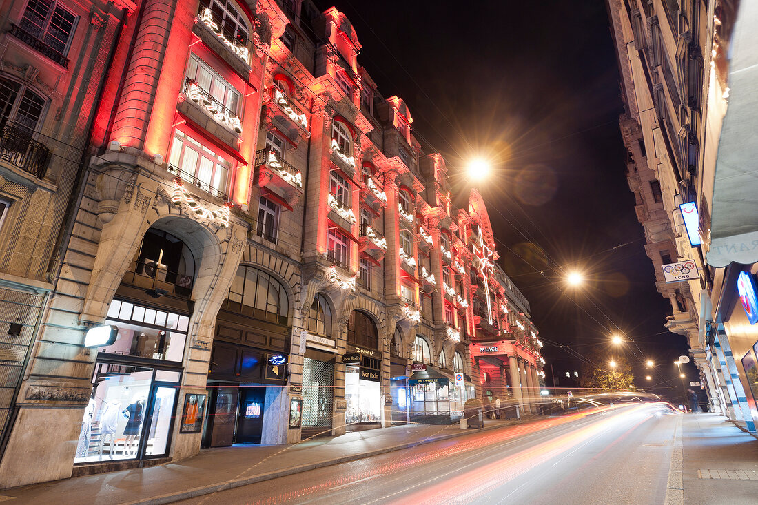 Entrance of Hotel Lausanne Palace in Lausanne, Canton of Vaud, Switzerland