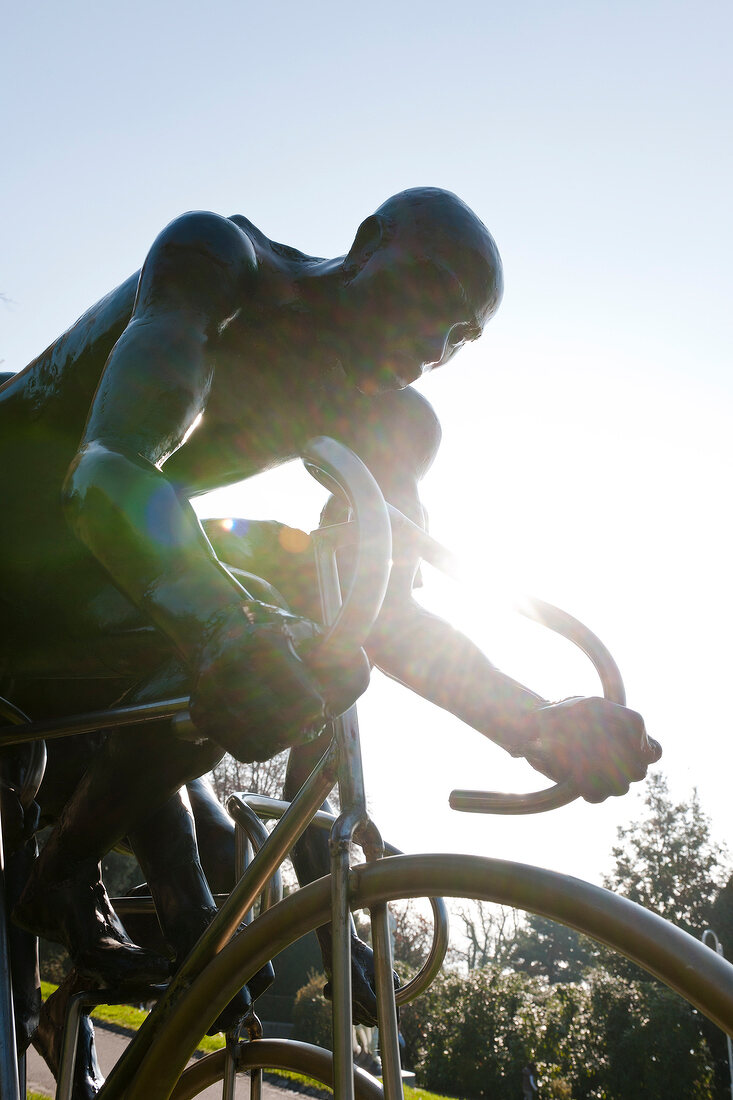 Sculpture of cyclist at Olympic Museum, Lausanne, Canton of Vaud, Switzerland