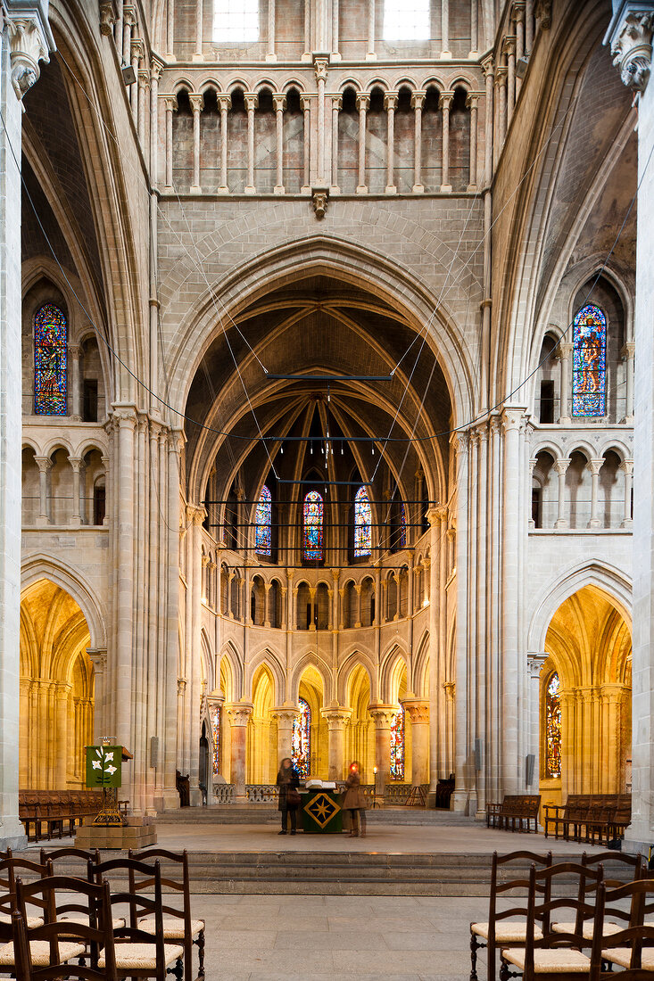 Interior of Notre-Dame Cathedral in Canton of Vaud, Lausanne, Switzerland