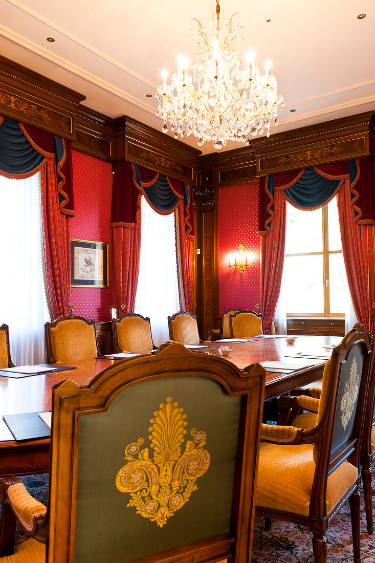 Dining room of Hotel Beau Rivage Palace, Lausanne, Canton of Vaud, Switzerland