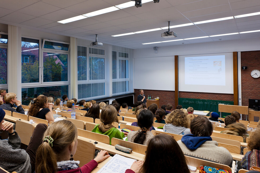 Students attending class in University of Kassel, Witzenhausen, Hesse, Germany