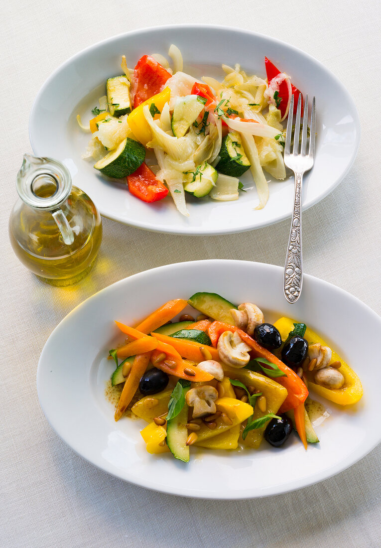 Salad with pecorino served as appetizer at San Gimignano