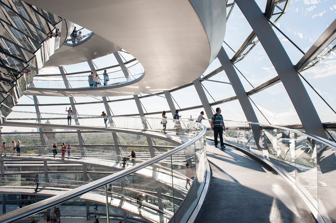 Tourist walking in Reichstag Dome, Berlin, Germany