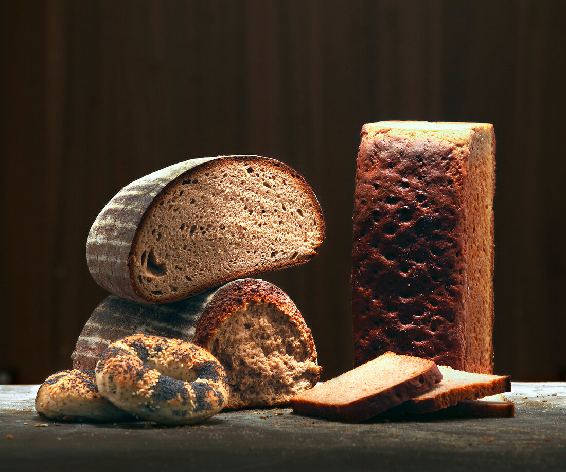 Different North Rhine and Westphalia Breads on wood