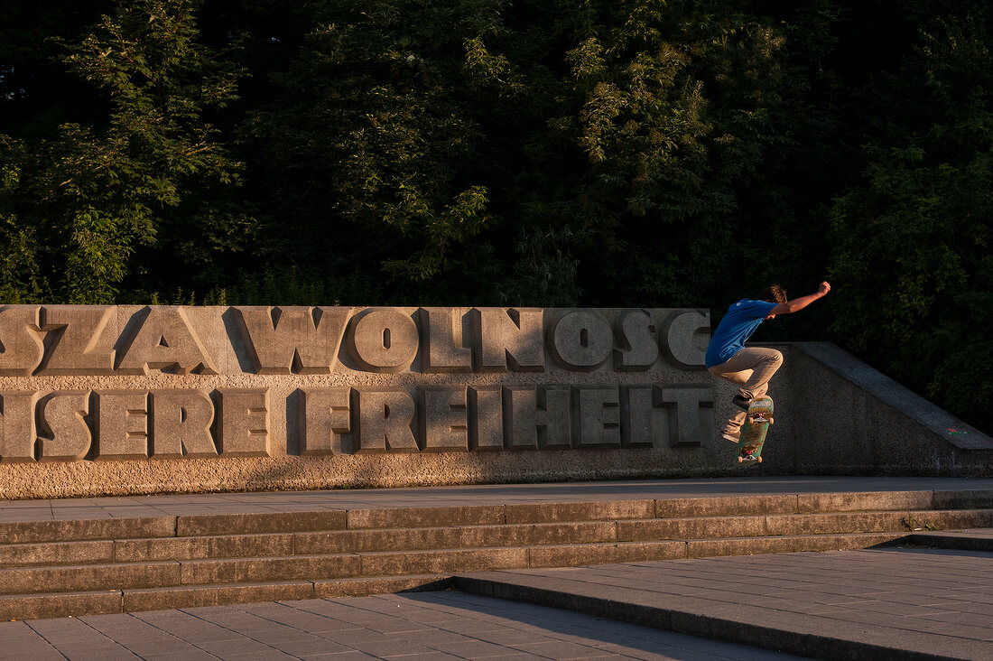 View of polish monument in Friedrichshain Public Park at Berlin, Germany