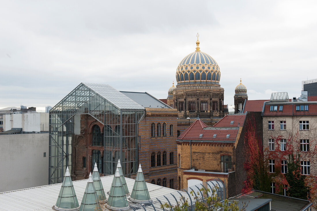 Berlin, Blick auf die Synagoge vom Dach der ehemaligen Mädchenschule