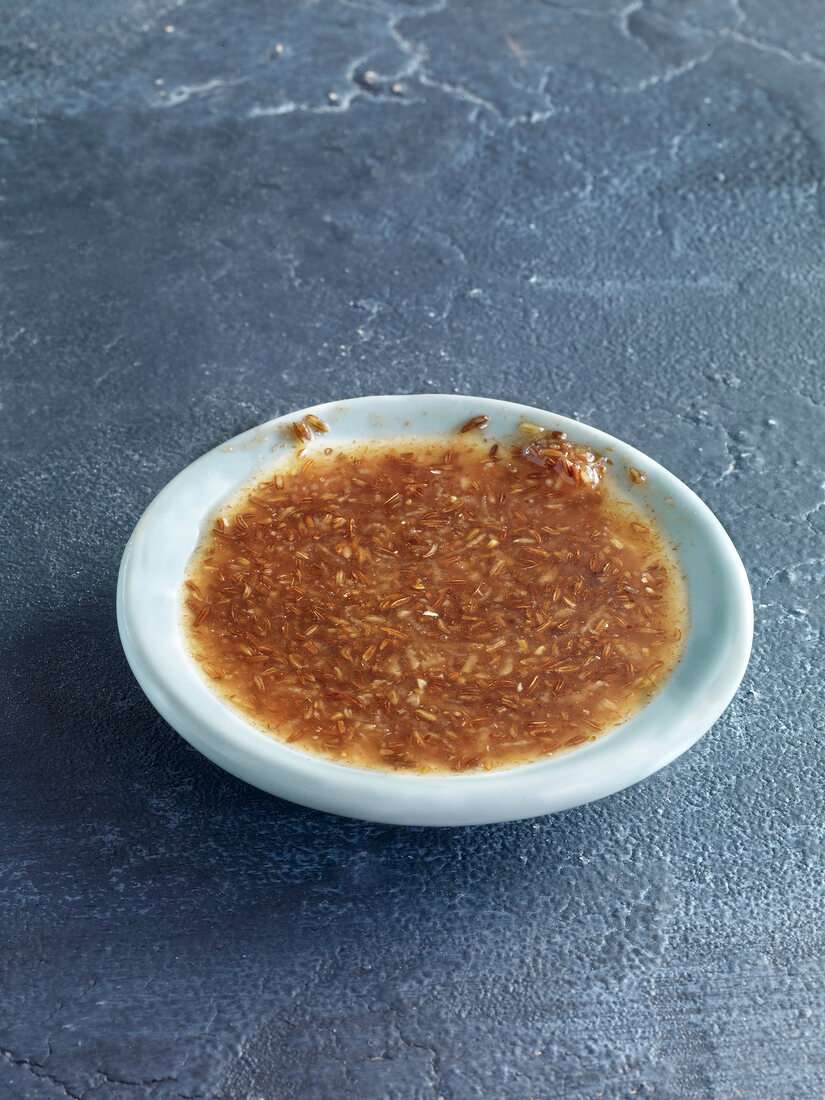 Orange and coriander sauce in bowl