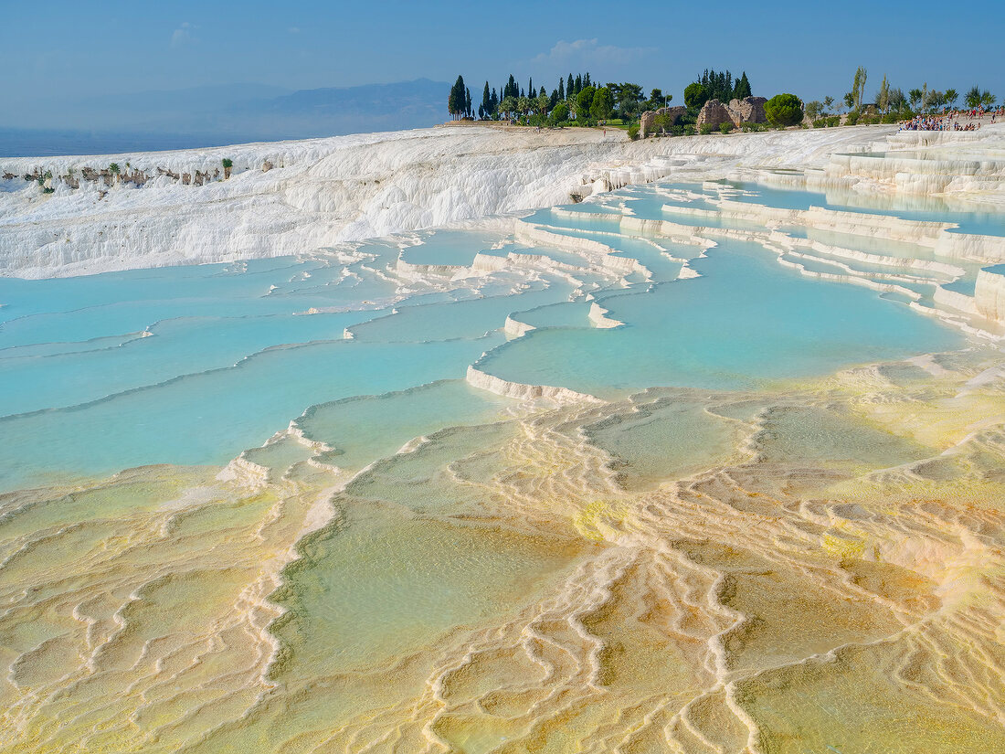 View of Pamukkale in Aegean, Turkey