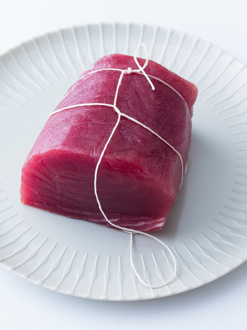 Tuna fillet on plate