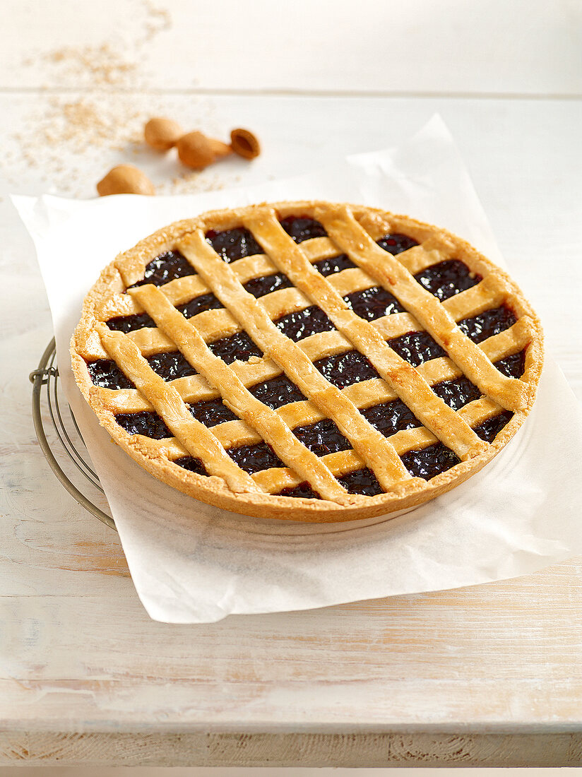 Close-up of linzer torte