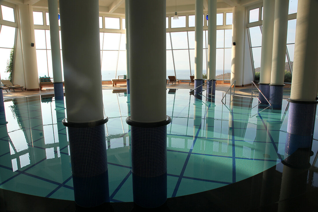 Swimming pool in Kempinski Hotel Barbaros Bay, Bodrum Peninsula, Aegean Region, Turkey