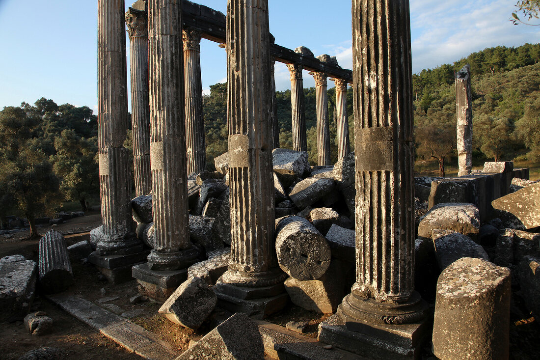 Ruins of Temple of Zeus at Euromos in Aegean, Turkey