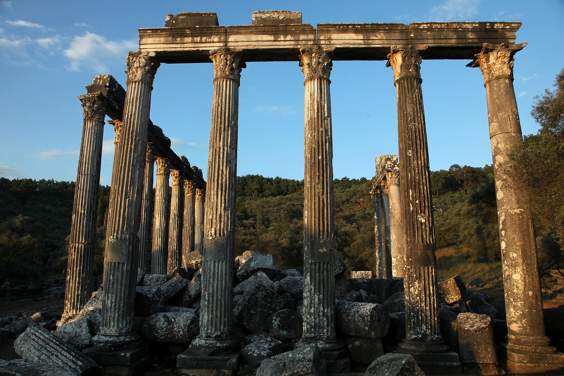 Ruins of Temple of Zeus at Euromos in Aegean, Turkey